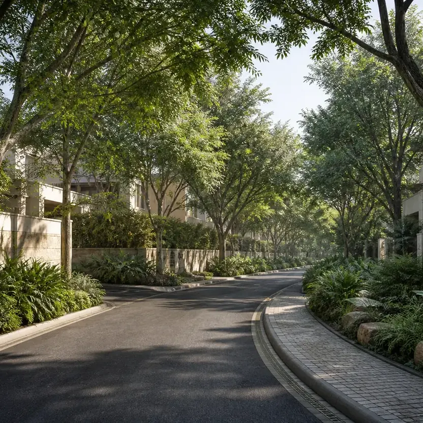 A tree-lined residential street